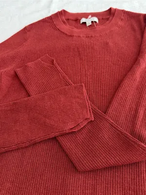 Madewell Double Layered Merino Silk Crewneck Sweater Deep Rust M NWT thumbnail 4