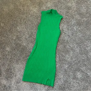 Papermoon Sleeveless Ribbed Mock Neck Dress in Green thumbnail 2