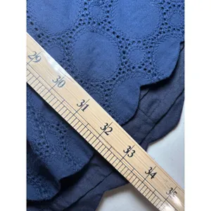 J.Crew‎ Navy Blue Eyelet Cotton Mini Dress 12 V-Neck Long Sleeve Lined Scallop thumbnail 7