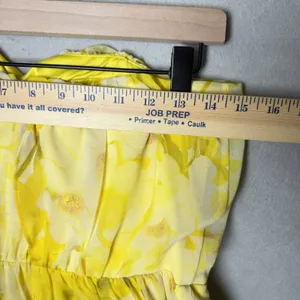 Vince Camuto Yellow Floral Chiffon Strapless Asymmetrical Dress Womens Size 10 thumbnail 10