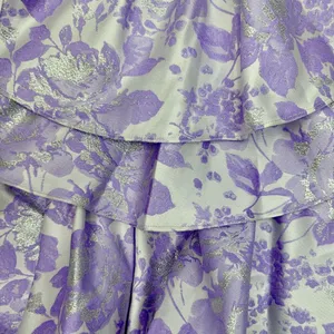 ASOS LUXE Ruffle One Shoulder Jacquard Mini Dress Purple Silver 6 Runs Small thumbnail 3