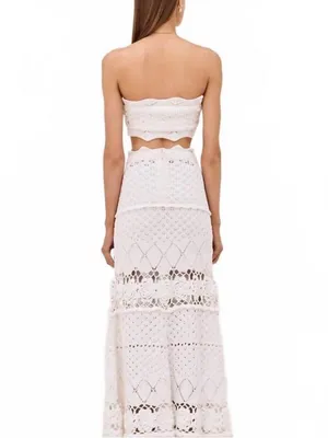 NWT Alexis Lily Strapless Crop Top White Crochet | XS thumbnail 2