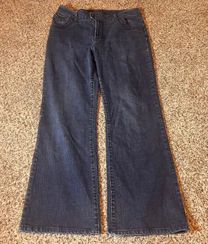 Zena Flare Leg Jeans Women's Dark Wash Denim Trousers‎ Casual Pants thumbnail 1
