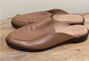 J.Jill Tan Leather Pointed Toe Mules Slip On Flat Shoes‎ Size 9 thumbnail 1