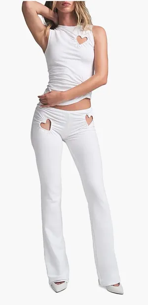Skims cotton Jersey heart leggings white. NWT thumbnail 1