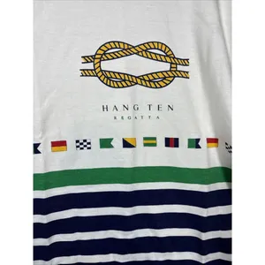 Vtg‎ Hang Ten Mens Sweatshirt Regatta Nautical Striped Collared Made in USA Sz L thumbnail 3
