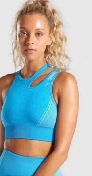 Gymshark Ultra Seamless Sports Bra Blue - Size Medium thumbnail 1