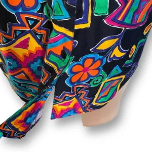 Vintage‎ Shirt Black Rainbow Floral Abstract Art Button Up Unisex Maximalist thumbnail 4