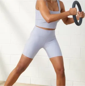 Abercrombie & Fitch YPB High-Rise Lilac /blue athletic high rise Bike Shorts thumbnail 1