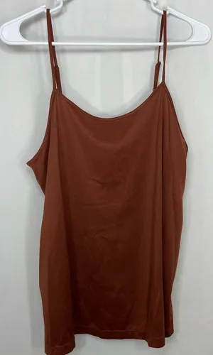 EUC women’s brown soft smooth‎ stretch adjustable strap camisole tank top L/XL thumbnail 1