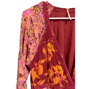 Free People‎ Tilda Wrap Dress Firebrick Floral Women's Size Medium thumbnail 7