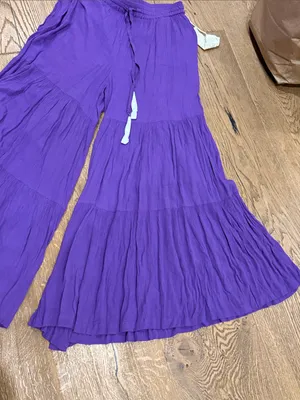 Aratta Wide-Leg Tiered‎ Pants in Vibrant Purple medium nwt thumbnail 3