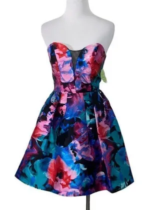 B Darlin floral sweetheart‎ strapless dress size 3/4 thumbnail 1