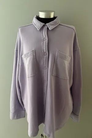 Aerie Shacket Shirt Lumberjane Size M Lilac Grunge Boho Oversized Layer thumbnail 1