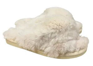 Corkys Faux Fur Slide Slippers Cream Beige Cozy Women's‎ Size 6 thumbnail 1