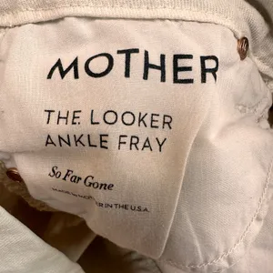 Mother Denim The Looker Ankle Fray So Far Gone White & Pink Jeans Size 25 thumbnail 9