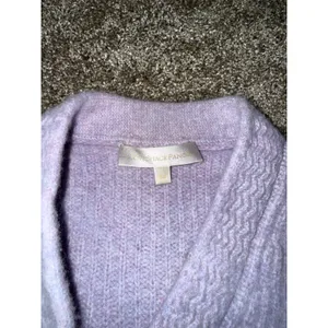 LoveShackFancy Cardigan Women XS Lavender Good Wool Cashmere Cropped Ribbed Puff thumbnail 5