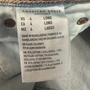 American Eagle 90s Low Rise Skinny Kick Jeans Womens 4Long Raw Hem Stretch Boho thumbnail 8