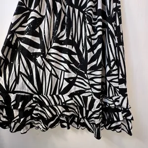 MSK Women Black White Tropical Palm‎ Sequin Ruffle Midi Dress 14W New thumbnail 6