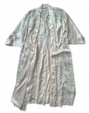 Vintage Dentelle Light Pink Robe & Slip Set Size L thumbnail 1