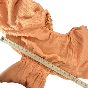 VICI Womens Open Back Balloon Sleeve Mini Dress Size S Orange Crinkle Textured thumbnail 13