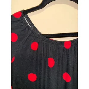 Women Black Red Polka Dot Pinup Babydoll M Top Bell‎ Sleeve Whimsygoth Indie thumbnail 4