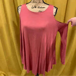 Stretch Cold Shoulder Tunic Top Pink Size XL thumbnail 4