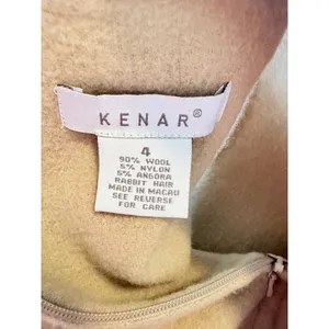 Kenar Neutral Tan Wool Blend Dress‎ Minimalist Crêpe/Tan Sleeveless Midi Career thumbnail 6