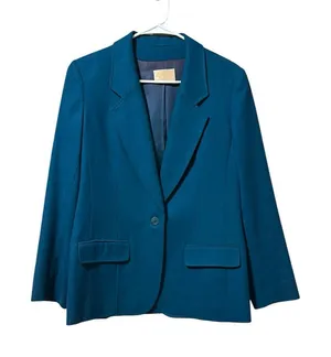 PENDELTON Blazer Jacket Women Size 12 Blue‎ 100% Virgin Wool Made In USA Vintage thumbnail 1