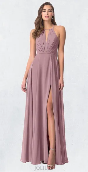 Azazie A-Line Pleated Chiffon Floor-Length Dress Size A2 thumbnail 1
