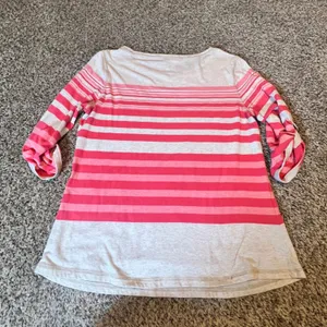 Carhartt‎ Womens Pink Striped Roll Tab Long Sleeve Shirt Size L 12-14 Casual Top thumbnail 6