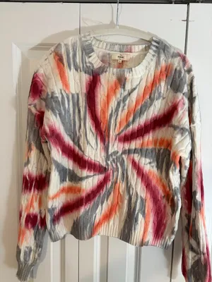 Entro Tie Die Cable Knit Crewneck Sweater thumbnail 1