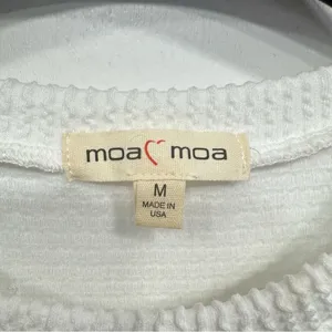 Off white Cropped Top Textured Ruffle Flutter Sleeve by Moa Moa Size Medium thumbnail 4