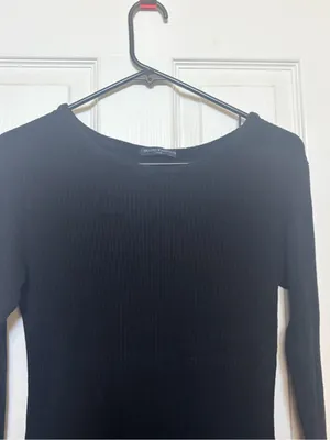 Brandy Melville Black Ribbed Long-Sleeve Dress thumbnail 3