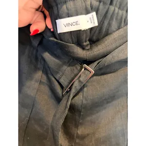 Vince Black Linen Blend Belted Utility Culottes Wide Leg Cropped Pants Size 6 thumbnail 8