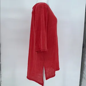 We The Free Free People Red Henley Tunic Top Button Front Slouchy Large thumbnail 5