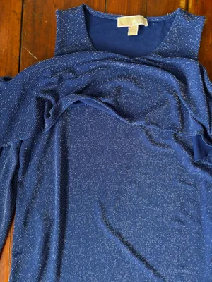 Michael kors Blue silver off the shoulder blouse medium women's thumbnail 5