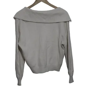 Womens Abercrombie & Fitch Cream Ribbed Knit Long Sleeve V-Neck Sweater Size XS thumbnail 2