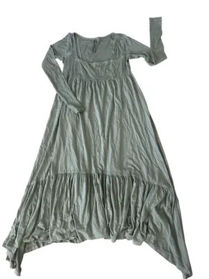 Anthropologie Olive Green Long Sleeve Tiered Maxi Dress thumbnail 6