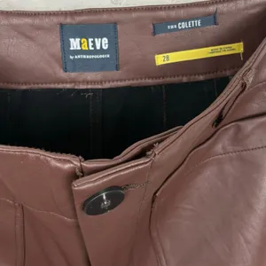 Anthropologie Maeve Colette Faux Leather Cropped Wide Leg Pants Brown Size 28 thumbnail 8