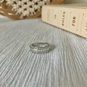 925 Channel Set Pave Silver Diamond Ring Vintage “Liene” Round Band Classic Mens Jewelry thumbnail 6