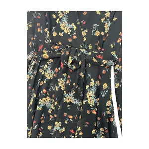 Free People Lilou Mini Dress Womens Medium Black Floral Kimono Boho Flowy thumbnail 6