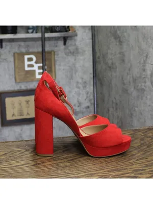 NWT Sun + Stone Reemaa Block-Heel Platform Open-Toe Sandals 10018613300 Red 9W thumbnail 7