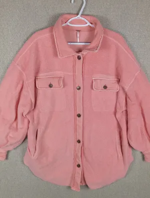 Free People Pink Fleece Shacket thumbnail 1