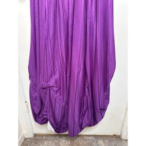 VTG 80s Handmade Purple Pleated Maxi Dress Lace Trim Puff Sleeve Victorian Gown thumbnail 6