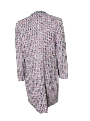 VTG Garfield & Marks Pink Tweed Coco Jacket Longline Open Front Fringe Sz 4 USA thumbnail 5