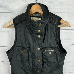 Horseware Ireland Womens size XS Waxed Canvas Leather Trim Quilted Barn Vest thumbnail 3