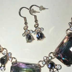 Gold Tone Aurora Crystal Statement Necklace and Earring Set thumbnail 4