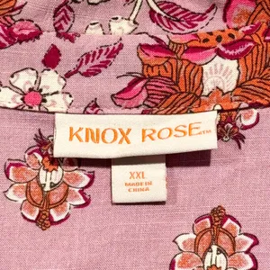 Knox Rose Floral Tunic Top Boho Peasant Cottage Linen Button Up Festival Sz XXL thumbnail 3