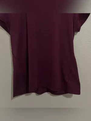 Athleta Burgundy Heathered Scoop Neck Short Sleeve Athletic Shirt Womens Size XL thumbnail 3